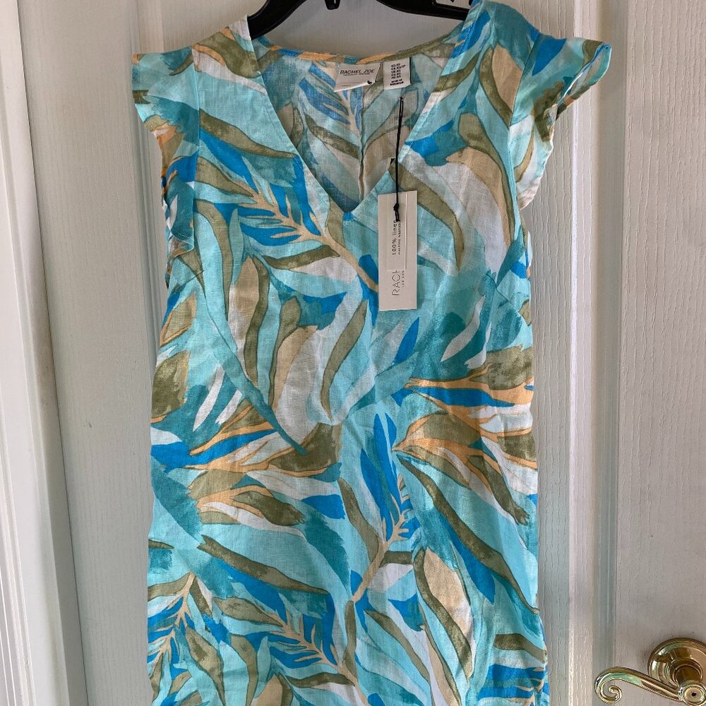 NWT RACHEL ZOE Linen Blue Tropical Dress ~ Size XSmal-Small